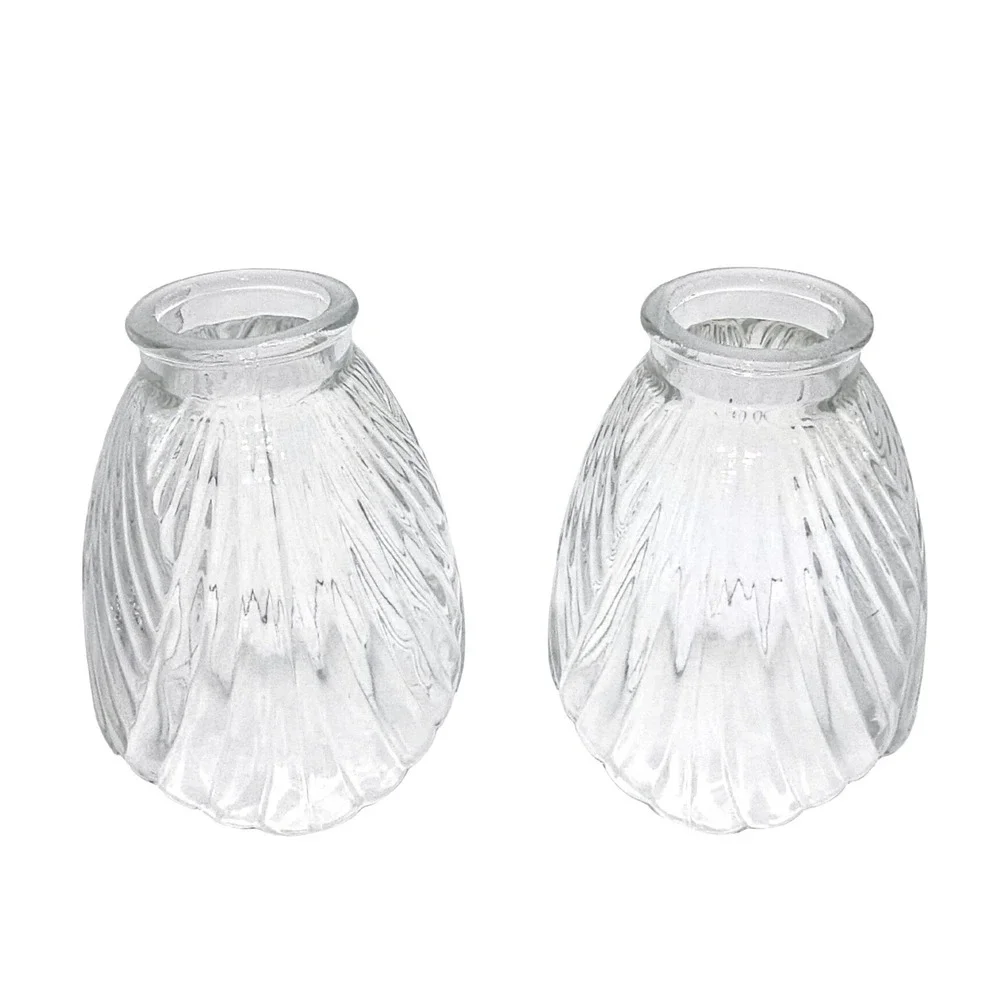 Clear Glass Tulip Lamp Shade Scalloped Petal Replacement 2.25 Fitter Set of 2